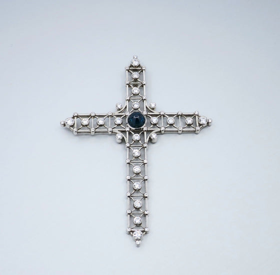 'Cross' Sapphire and Diamond Pendant