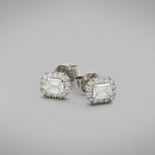  'Valentin' Diamond Stud Earrings with Emerald Cuts in White Gold