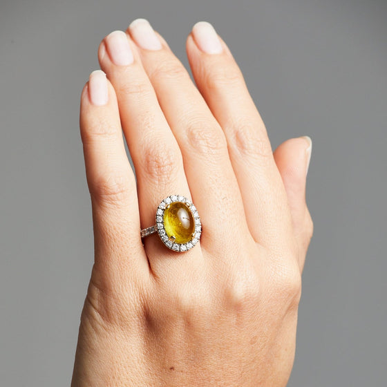 'Valentin' Yellow Tourmaline and Diamond Ring