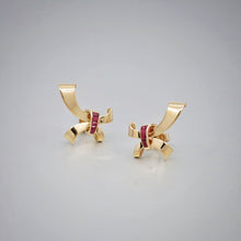  Ribbon Ruby Yellow gold Earrings