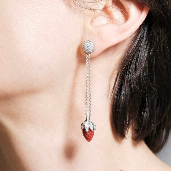 Bundova Strawberry Coral and Diamond Earrings