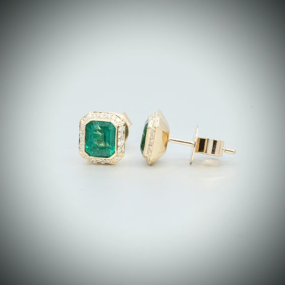 'Corvus' Emerald and Diamond Earrings