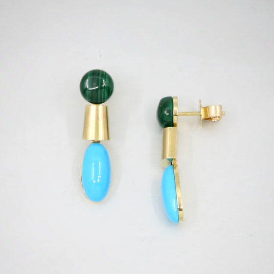 'Dorado' Malachite & Turquoise Earrings
