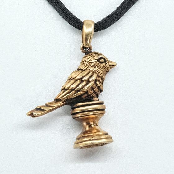 Sterling Silver bird shaped pendant, gold finish