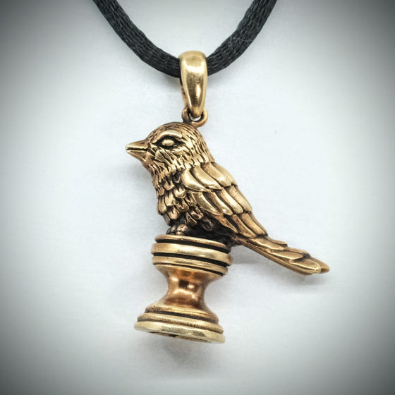 Sterling Silver bird shaped pendant, gold finish