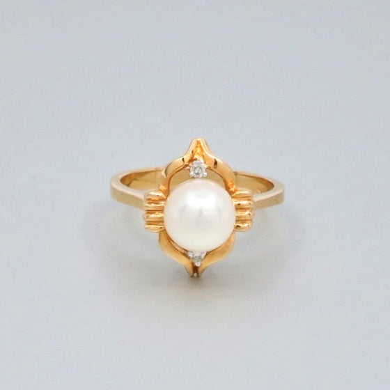 Akoya Pearl and Diamond Ring