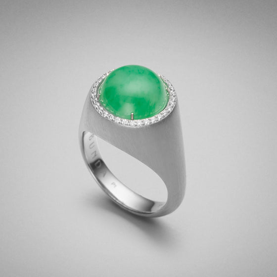 'Corvus' Jade and Diamond platinum Ring