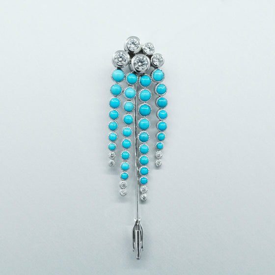 'Couture' Diamond & Turquoise Brooch