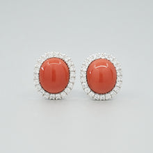  'Valentin' Precious Coral & Diamond Earrings in White gold