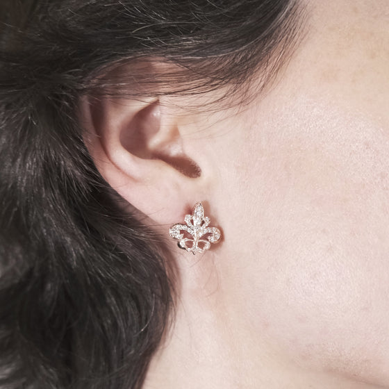 'Fleur De Lys' Earrings in Rose Gold