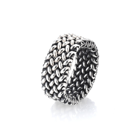 A Small silver mesh ring. Wearable, comfortable and unique. Suitable for any occasion.