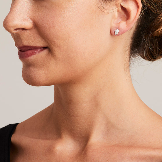 'Apus' Wedge Diamond Stud Earrings in White Gold