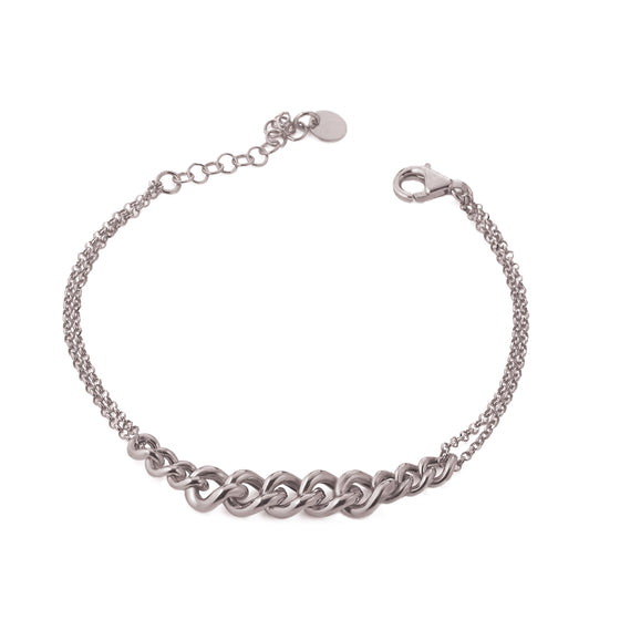  Stunning silver bracelet with 11 graduating heavy links set centrally.