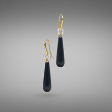  'Hollywood' Onyx and Diamond Earrings in Yellow Gold