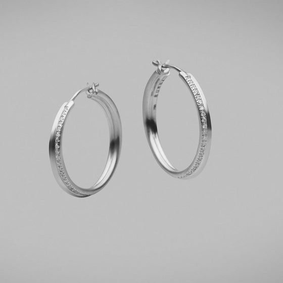 'Bundova' Split Earrings in White Gold
