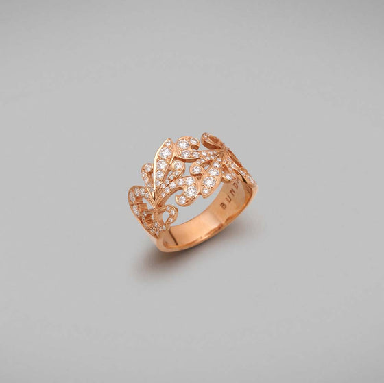 'Fleur de Lys' Diamond Ring in Rose Gold