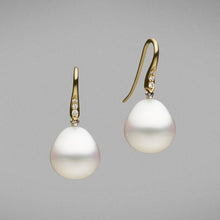  'Vine' South Sea Drop Pearl Earrings in Yellow Gold