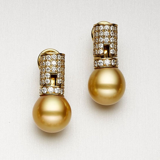 'Dorado' Golden Cultured South Sea Pearl Earrings