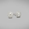 'Valentin' Stud Earrings in White Gold with Cushion Cut Center Diamonds