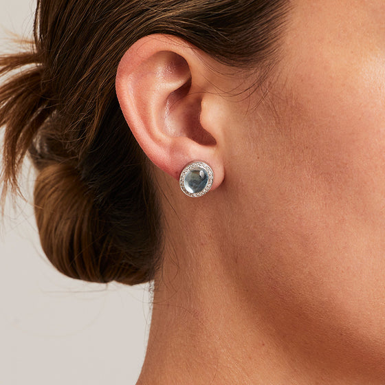 'Corvus' Aquamarine and Diamond Stud Earrings