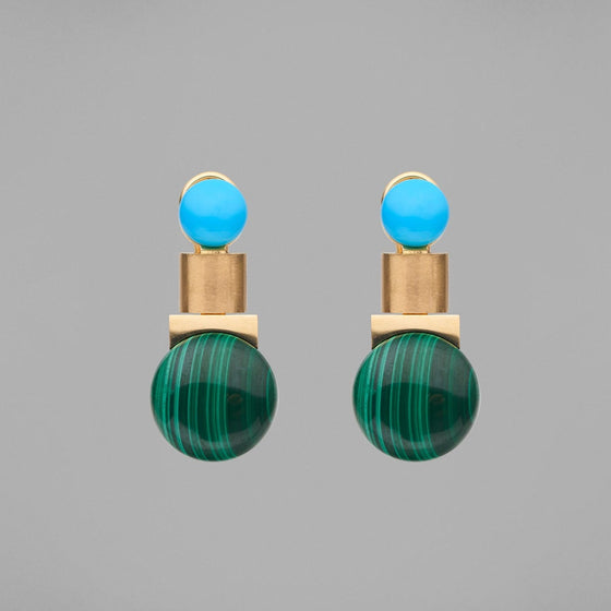'Dorado' Turquoise & Malachite Earrings
