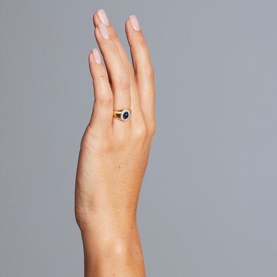 'Signet' Ring with Sapphire & Diamonds