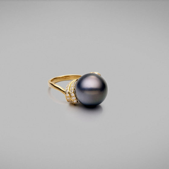 'Lyra' Tahitian Cultured Pearl and Diamond Ring