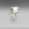'Swan' South Sea Keshi Pearl and Diamond Ring in Platinum