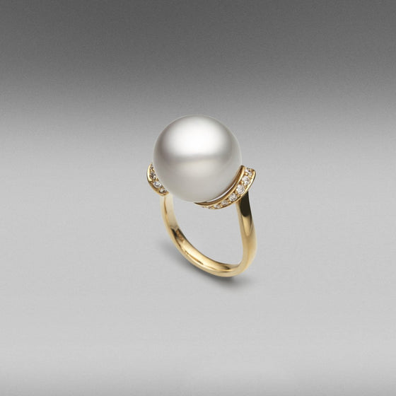 'Lyra' Tahitian Pearl & Diamond Ring