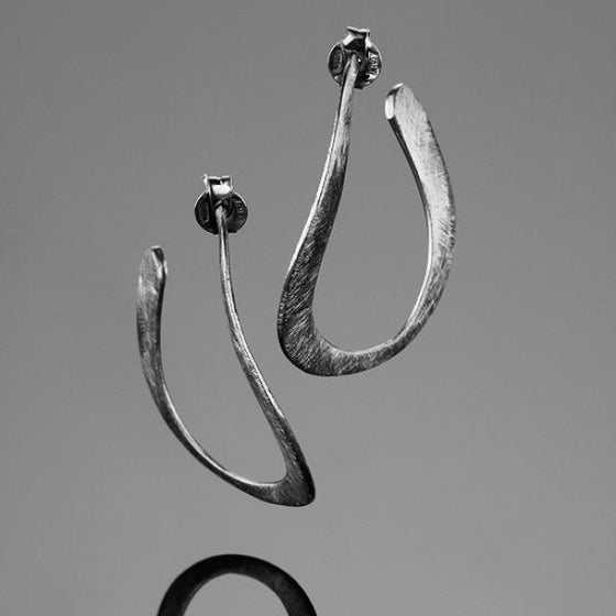 A BUNDA 'Scoria' Earrings in Brushed Finished Silver