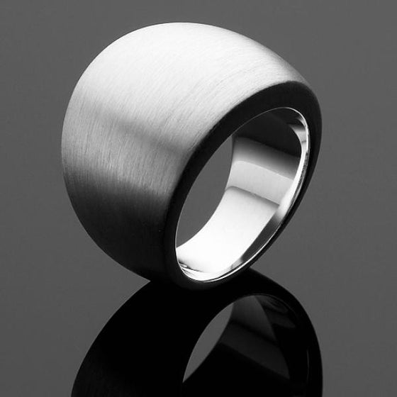 A BUNDA 'Dome' Ring in Brushed Finished Silver